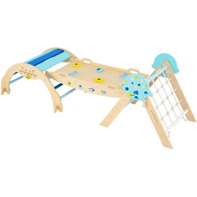 CostwayEnsemble d'Escalade Triangle Pliable en Bois avec Arche Rampe et Grimpeur Jouet Montessori Astronaute pour Tout-petits avec Blocs Bleu - Publicité CostwayEnsemble d'Escalade Triangle Pliable en Bois avec Arche Rampe et Grimpeur Jouet Montessori Astronaute pour Tout-petits avec Blocs Bleu - Publicité