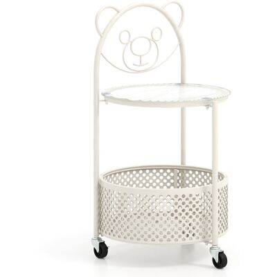 Costway - Round Glass - White - Lockable - Coffee Table - Publicité Costway - Round Glass - White - Lockable - Coffee Table - Publicité
