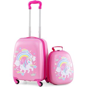 CostwayValise Enfant à Roulettes 16 + Sac à dos 12 Ensemble de Bagage Enfants avec Motif Licorne Blanc+Rose - Publicité CostwayValise Enfant à Roulettes 16 + Sac à dos 12 Ensemble de Bagage Enfants avec Motif Licorne Blanc+Rose - Publicité