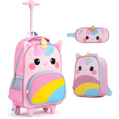 CostwayCartable à Roulettes Motif Licorne 3 Pcs avec Sac à Déjeuner & Trousse pour 3+ Sac à Dos à Roulettes avec Poignée Télescopique Multicolore - Publicité CostwayCartable à Roulettes Motif Licorne 3 Pcs avec Sac à Déjeuner & Trousse pour 3+ Sac à Dos à Roulettes avec Poignée Télescopique Multicolore - Publicité
