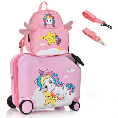 Costway18 Valise à Roulettes Enfants avec 12 Sac à Dos Bagages à Main pour Voyage avec Poignée Rétractable Modèle d'Abeille pour Enfants de 3 Ans+ Rose - Publicité Costway18 Valise à Roulettes Enfants avec 12 Sac à Dos Bagages à Main pour Voyage avec Poignée Rétractable Modèle d'Abeille pour Enfants de 3 Ans+ Rose - Publicité