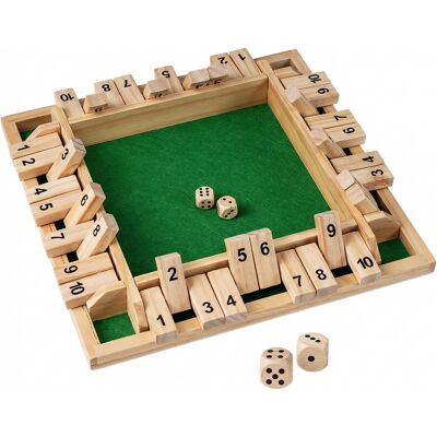 CostwayShut The Box 4 Joueurs Jeu de Société Classique avec 2 Dés Table à 4 Faces Cadre en Pin Surface Velours Chiffres Sérigraphiés Naturel - Publicité CostwayShut The Box 4 Joueurs Jeu de Société Classique avec 2 Dés Table à 4 Faces Cadre en Pin Surface Velours Chiffres Sérigraphiés Naturel - Publicité