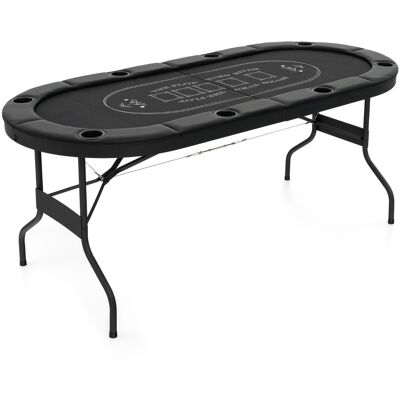CostwayTable de Poker Ovale Pliable de 182 cm pour 8 Joueurs Table de Jeu de Cartes pour Blackjack Texas Hold'em Porte-gobelets en Métal Noir - Publicité CostwayTable de Poker Ovale Pliable de 182 cm pour 8 Joueurs Table de Jeu de Cartes pour Blackjack Texas Hold'em Porte-gobelets en Métal Noir - Publicité