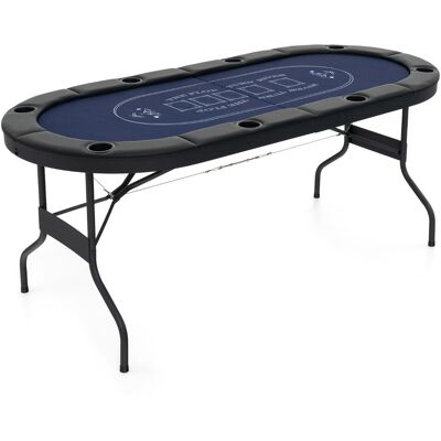 CostwayTable de Poker Ovale Pliable de 182 cm pour 8 Joueurs Table de Jeu de Cartes pour Blackjack Texas Hold'em Porte-gobelets en Métal Bleu - Publicité CostwayTable de Poker Ovale Pliable de 182 cm pour 8 Joueurs Table de Jeu de Cartes pour Blackjack Texas Hold'em Porte-gobelets en Métal Bleu - Publicité