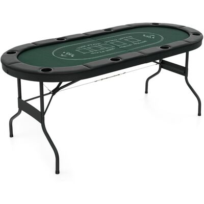 CostwayTable de Poker Ovale Pliable de 182 cm pour 8 Joueurs Table de Jeu de Cartes pour Blackjack Texas Hold'em Porte-gobelets en Métal Vert - Publicité CostwayTable de Poker Ovale Pliable de 182 cm pour 8 Joueurs Table de Jeu de Cartes pour Blackjack Texas Hold'em Porte-gobelets en Métal Vert - Publicité