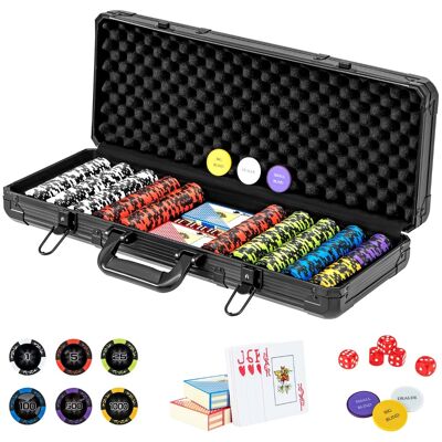 CostwayMallette de 500 Jetons de Poker Texas Hold em de 14 G Étui en Aluminium Jeux de Cartes 3 Jetons Dealer 5 Dés pour Casino Rassemblements Noir - Publicité CostwayMallette de 500 Jetons de Poker Texas Hold em de 14 G Étui en Aluminium Jeux de Cartes 3 Jetons Dealer 5 Dés pour Casino Rassemblements Noir - Publicité