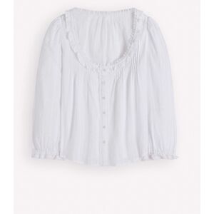 Boden Boden White Scoop Neck Ruffle Top - Publicité Boden Boden White Scoop Neck Ruffle Top - Publicité