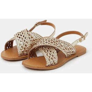 Accessorize Accessorize Gold Woven Cross-Strap Sandals - Publicité Accessorize Accessorize Gold Woven Cross-Strap Sandals - Publicité