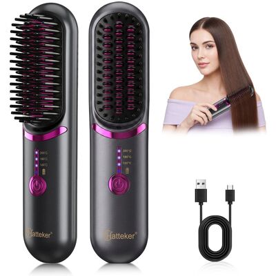Hatteker Lisseur Brosse Sans Fil 3 Températures Volume Racines Voyage 2en1 - Publicité Hatteker Lisseur Brosse Sans Fil 3 Températures Volume Racines Voyage 2en1 - Publicité