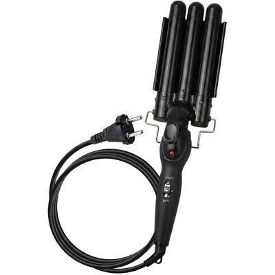 Avizar Fer À Boucler Triple Tube Céramique 70w Noir Avec Chauffage Rapide Ptc - Publicité Avizar Fer À Boucler Triple Tube Céramique 70w Noir Avec Chauffage Rapide Ptc - Publicité