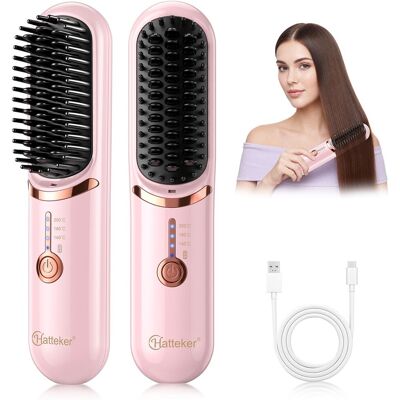 Hatteker Démêloir Lissant Sans Fil 3 Températures Portable Racines Volumineuses - Publicité Hatteker Démêloir Lissant Sans Fil 3 Températures Portable Racines Volumineuses - Publicité