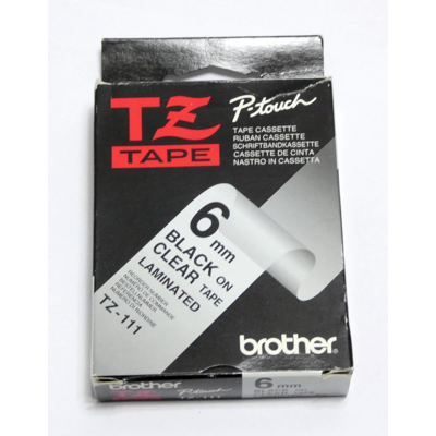 Brother Tz 111 Tape P-Touch Original Ruban Cassette 6mm Black On Clear / Neuf - Publicité Brother Tz 111 Tape P-Touch Original Ruban Cassette 6mm Black On Clear / Neuf - Publicité