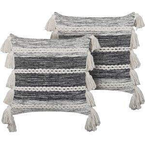 Beliani Ensemble de 2 Coussins Décoratifs - Coton, Noir & Blanc, 45x45 cm - Publicité Beliani Ensemble de 2 Coussins Décoratifs - Coton, Noir & Blanc, 45x45 cm - Publicité