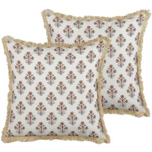Coussins en coton à motif floral - 45x45cm - Lot de 2 - Publicité Coussins en coton à motif floral - 45x45cm - Lot de 2 - Publicité