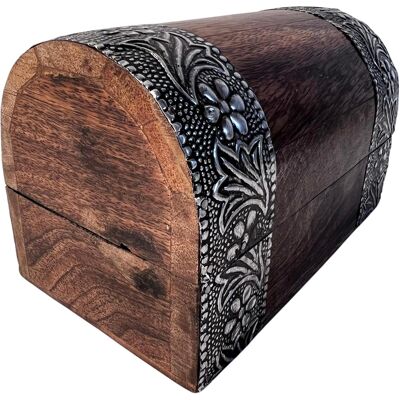 Thorness Mango Wood Box With Floral Embossed Design, Ideal For Jewellery & Trinkets - Publicité Thorness Mango Wood Box With Floral Embossed Design, Ideal For Jewellery & Trinkets - Publicité