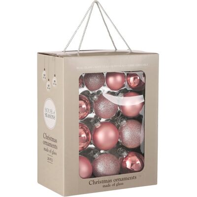 Mica Decorations Boules De Noël - 26 Pièces - Ø7 Cm - Verre - Rose - Publicité Mica Decorations Boules De Noël - 26 Pièces - Ø7 Cm - Verre - Rose - Publicité