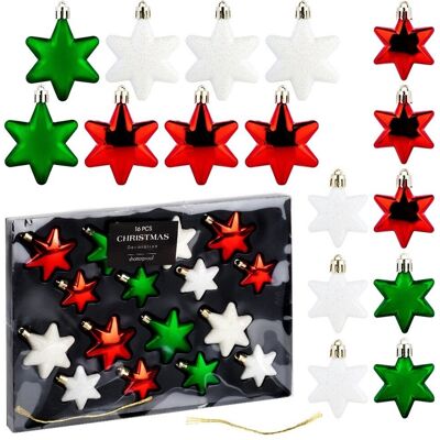 Sans Marque Boules De Noël Incassables Étoiles Rouge Vert Blanc 6/5 Cm 16 Pcs. Publicité Sans Marque Boules De Noël Incassables Étoiles Rouge Vert Blanc 6/5 Cm 16 Pcs. Publicité