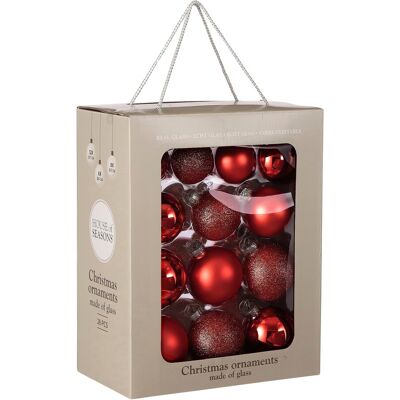 Mica Decorations Boules De Noël - 26 Pièces - Ø7 Cm - Verre - Rouge - Publicité Mica Decorations Boules De Noël - 26 Pièces - Ø7 Cm - Verre - Rouge - Publicité