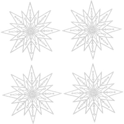 Pms International Lot De 4 Décorations De Noël Suspendues Étoiles En Paillettes 25cm Blanc - Publicité Pms International Lot De 4 Décorations De Noël Suspendues Étoiles En Paillettes 25cm Blanc - Publicité