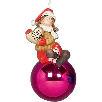 Premier Boule Sapin De Noël Avec Personnage Famille Mum 70mm Décoration Susp - Publicité Premier Boule Sapin De Noël Avec Personnage Famille Mum 70mm Décoration Susp - Publicité