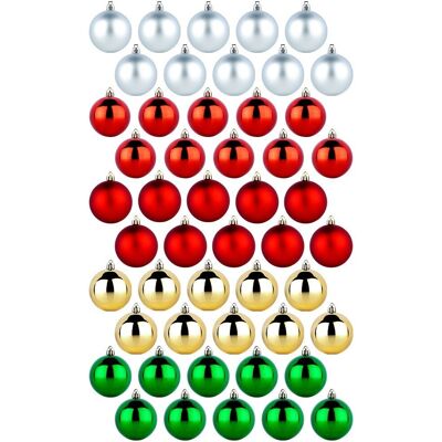 Artemis Lot De 50 Boules De Noël Incassables Et Colorées Pour Sapin. Publicité Artemis Lot De 50 Boules De Noël Incassables Et Colorées Pour Sapin. Publicité