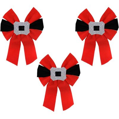 Snow White Velours Rouge Boucle Noeuds Noël Décoration Arbre - 3 Paquet 12cm - Publicité Snow White Velours Rouge Boucle Noeuds Noël Décoration Arbre - 3 Paquet 12cm - Publicité