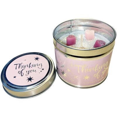 Pms International Bougie Parfumée Thinking Of You En Boîte Avec Détail Argent Vanille Et Jasmin - Publicité Pms International Bougie Parfumée Thinking Of You En Boîte Avec Détail Argent Vanille Et Jasmin - Publicité