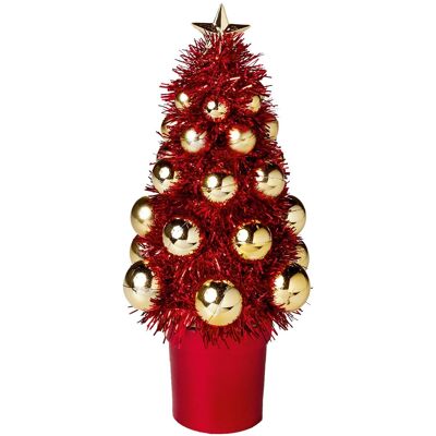 Mini Sapin De Noël Premier Avec Boules Décoration 21cm - Rouge - Publicité Mini Sapin De Noël Premier Avec Boules Décoration 21cm - Rouge - Publicité