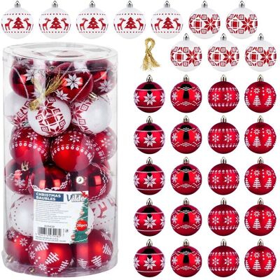 Sans Marque Boules De Noël Incassables Rouge Blanc 6 Cm 30 Pcs. Publicité Sans Marque Boules De Noël Incassables Rouge Blanc 6 Cm 30 Pcs. Publicité