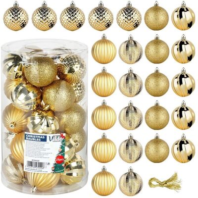 Sans Marque Boules De Noël Incassables En Or 6 Cm 25 Pièces. Publicité Sans Marque Boules De Noël Incassables En Or 6 Cm 25 Pièces. Publicité