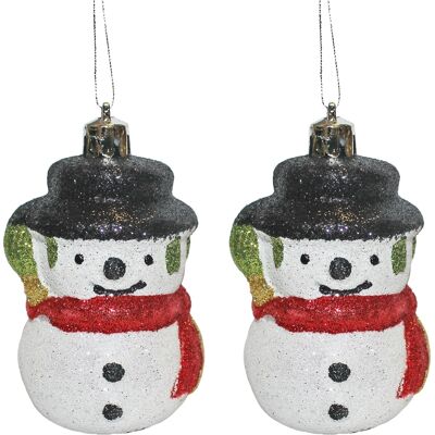 Theme Machine Décorations Sapin De Noël Lot De 2 Bonhommes De Neige Suspendus 80mm - Publicité Theme Machine Décorations Sapin De Noël Lot De 2 Bonhommes De Neige Suspendus 80mm - Publicité
