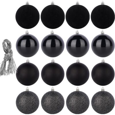 Artemis Ensemble De 16 Boules De Noël Incassables Noires Pour Sapin De Noël - Publicité Artemis Ensemble De 16 Boules De Noël Incassables Noires Pour Sapin De Noël - Publicité