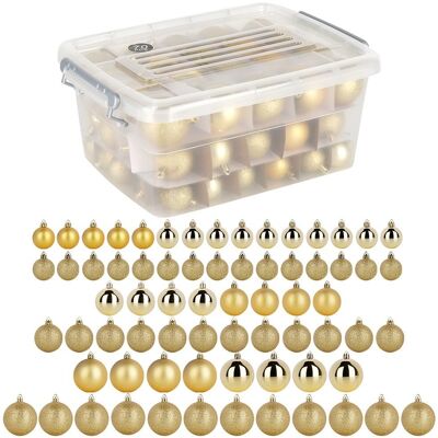 Sans Marque Boules De Noël Dorées Incassables Pour Sapin De Noël En Boîte 4 / 5 / 6 Cm 70p - Publicité Sans Marque Boules De Noël Dorées Incassables Pour Sapin De Noël En Boîte 4 / 5 / 6 Cm 70p - Publicité
