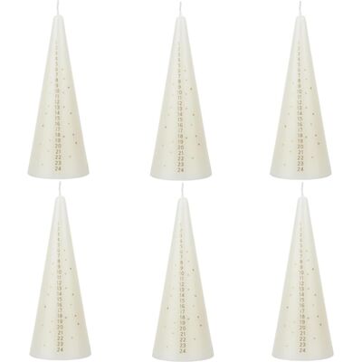 Snow White Ensemble De 6 Bougies De L'Avent De Noël 15cm En Forme De Cône - Crème - Publicité Snow White Ensemble De 6 Bougies De L'Avent De Noël 15cm En Forme De Cône - Crème - Publicité