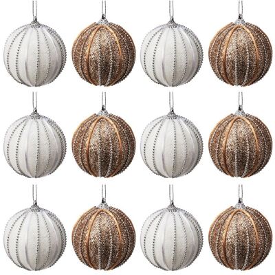 Sans Marque Boules De Noël Incassables, Blanches, Champagne, 8 Cm, Lot De 12. Publicité Sans Marque Boules De Noël Incassables, Blanches, Champagne, 8 Cm, Lot De 12. Publicité
