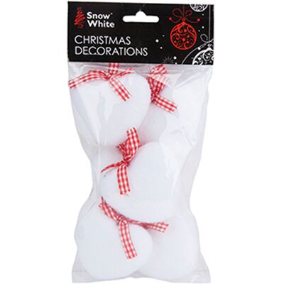 Snow White Décoration Suspendue Pour Arbre De Noël Effet Neige 6 Pack 6cm - Cœurs - Publicité Snow White Décoration Suspendue Pour Arbre De Noël Effet Neige 6 Pack 6cm - Cœurs - Publicité