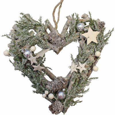 Theme Machine Couronne De Rattan De Noël Décoration De Porte - Cœur Vert / Argent - Publicité Theme Machine Couronne De Rattan De Noël Décoration De Porte - Cœur Vert / Argent - Publicité
