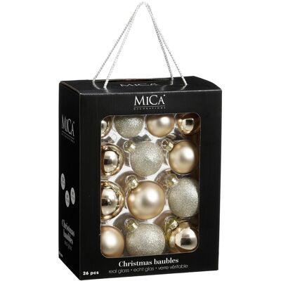 Mica Decorations Boule Verre Creme 26 Pieces - D7cm - Publicité Mica Decorations Boule Verre Creme 26 Pieces - D7cm - Publicité