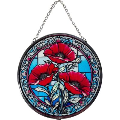 Thorness - Poppy Design - 6-Inch - Stained Glass - Suncatcher - Publicité Thorness - Poppy Design - 6-Inch - Stained Glass - Suncatcher - Publicité