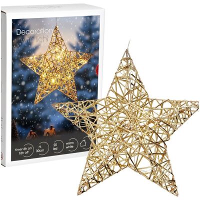 Artemis Lampe Décorative Suspendue En Forme D'Étoile De Noël Dorée Lumineuse, 30 Cm - Publicité Artemis Lampe Décorative Suspendue En Forme D'Étoile De Noël Dorée Lumineuse, 30 Cm - Publicité