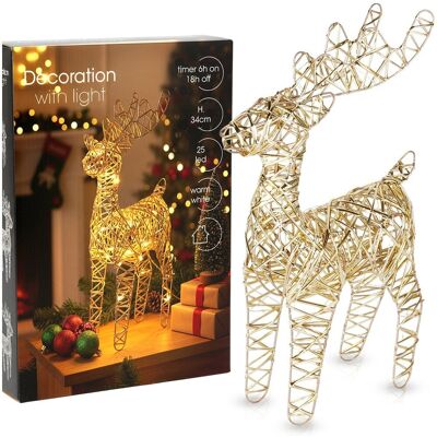 Artemis Figurine Décorative De Noël Renne Doré Lumineux 25 Led 34 Cm - Publicité Artemis Figurine Décorative De Noël Renne Doré Lumineux 25 Led 34 Cm - Publicité