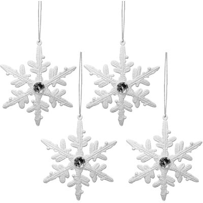Theme Machine Décoration Sapin De Noël 4 Paquet Flocons De Neige Paillette Blanc Avec Gem 14cm - Publicité Theme Machine Décoration Sapin De Noël 4 Paquet Flocons De Neige Paillette Blanc Avec Gem 14cm - Publicité
