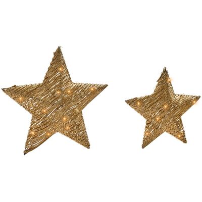 Beliani Lot De 2 Décorations En Forme D'Étoiles Led En Métal Accessoire De Noël Dorées - Publicité Beliani Lot De 2 Décorations En Forme D'Étoiles Led En Métal Accessoire De Noël Dorées - Publicité