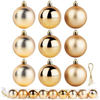 Sans Marque Boules De Noël Incassables En Or 6 Cm 9 Pièces. Publicité Sans Marque Boules De Noël Incassables En Or 6 Cm 9 Pièces. Publicité