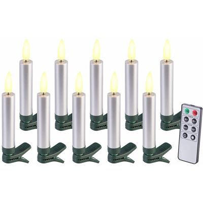 Lunartec 10 Bougies Led Télécommandées Effet Flamme Pour Sapin De Noël - Coloris Argenté - Publicité Lunartec 10 Bougies Led Télécommandées Effet Flamme Pour Sapin De Noël - Coloris Argenté - Publicité