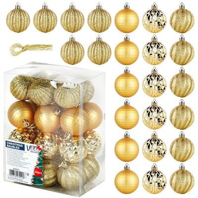 Sans Marque Boules De Noël Incassables En Or 5 Cm 24 Pièces. Publicité Sans Marque Boules De Noël Incassables En Or 5 Cm 24 Pièces. Publicité