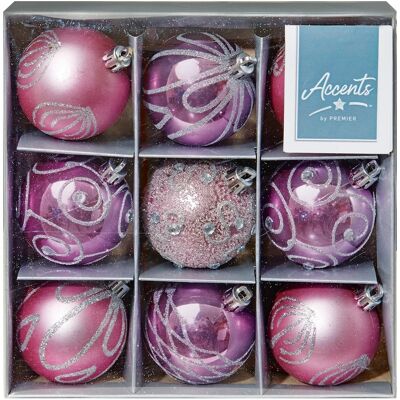 Premier Noël Boules Incassables 9 Paquet 60mm Décoration Arbre Rose - Publicité Premier Noël Boules Incassables 9 Paquet 60mm Décoration Arbre Rose - Publicité