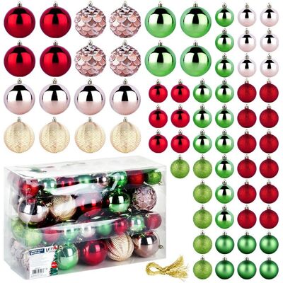 Sans Marque Boules De Noël Incassables Rouge Rose Or Vert 8/5 Cm 68 Pcs. Publicité Sans Marque Boules De Noël Incassables Rouge Rose Or Vert 8/5 Cm 68 Pcs. Publicité
