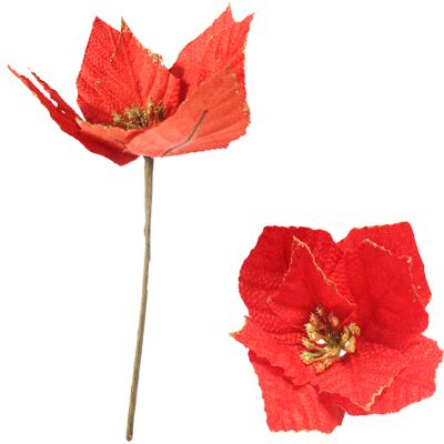 Snow White Décoration De Sapin De Noël Poinsettia - Tige De Fleur Artificielle De 22cm - Publicité Snow White Décoration De Sapin De Noël Poinsettia - Tige De Fleur Artificielle De 22cm - Publicité