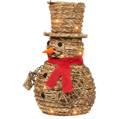 Beliani Décoration Led En Forme De Bonhomme De Neige En Fer Et Rotin 50 Amp Naturelle - Publicité Beliani Décoration Led En Forme De Bonhomme De Neige En Fer Et Rotin 50 Amp Naturelle - Publicité